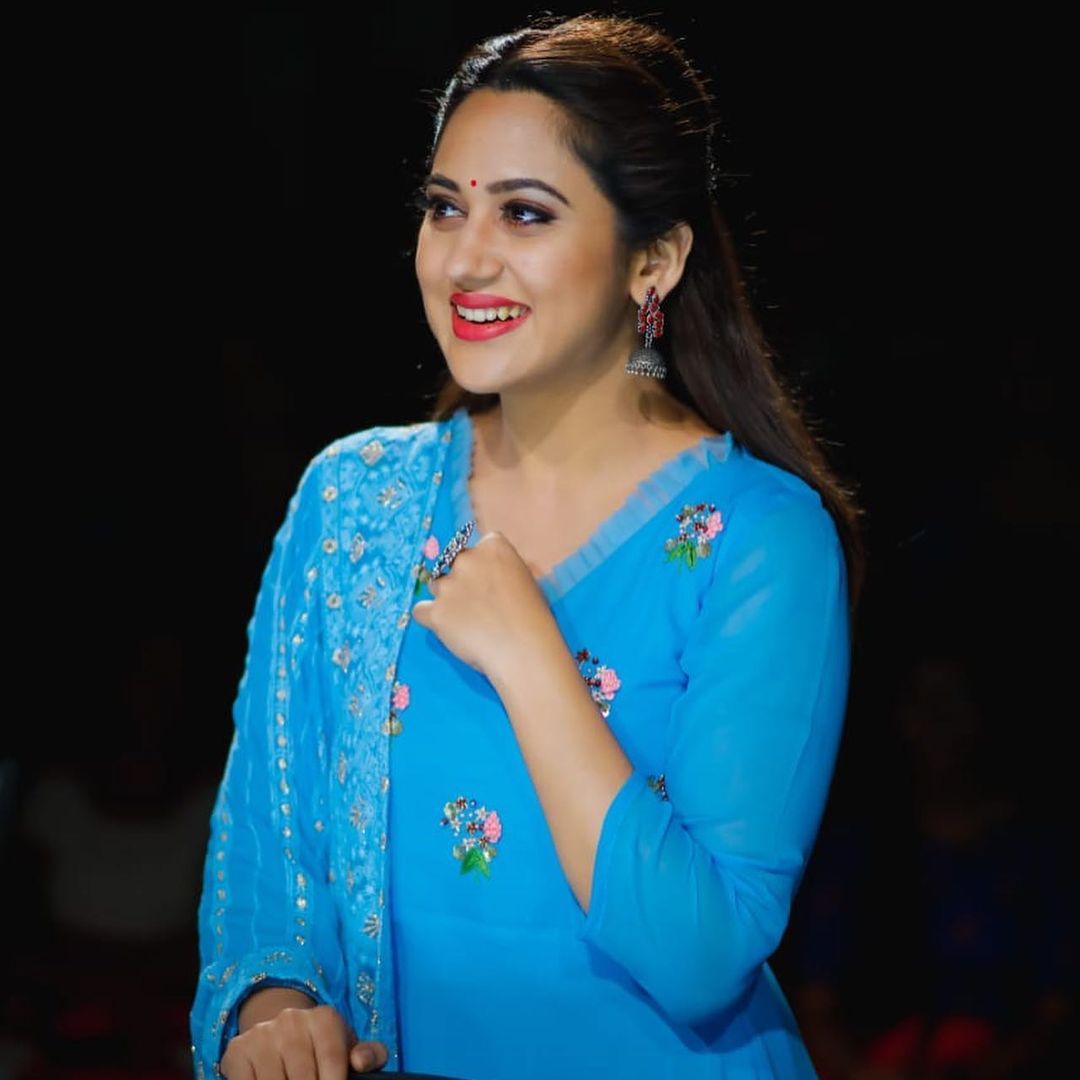 Malayalam Actress Miya George Pics in Blue Dress